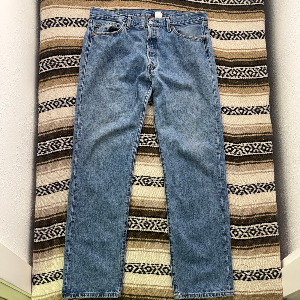 Men's Vintage 2000's Levi's 501 XX Button Fly Midwash Denim Blue Jeans 38 x 34